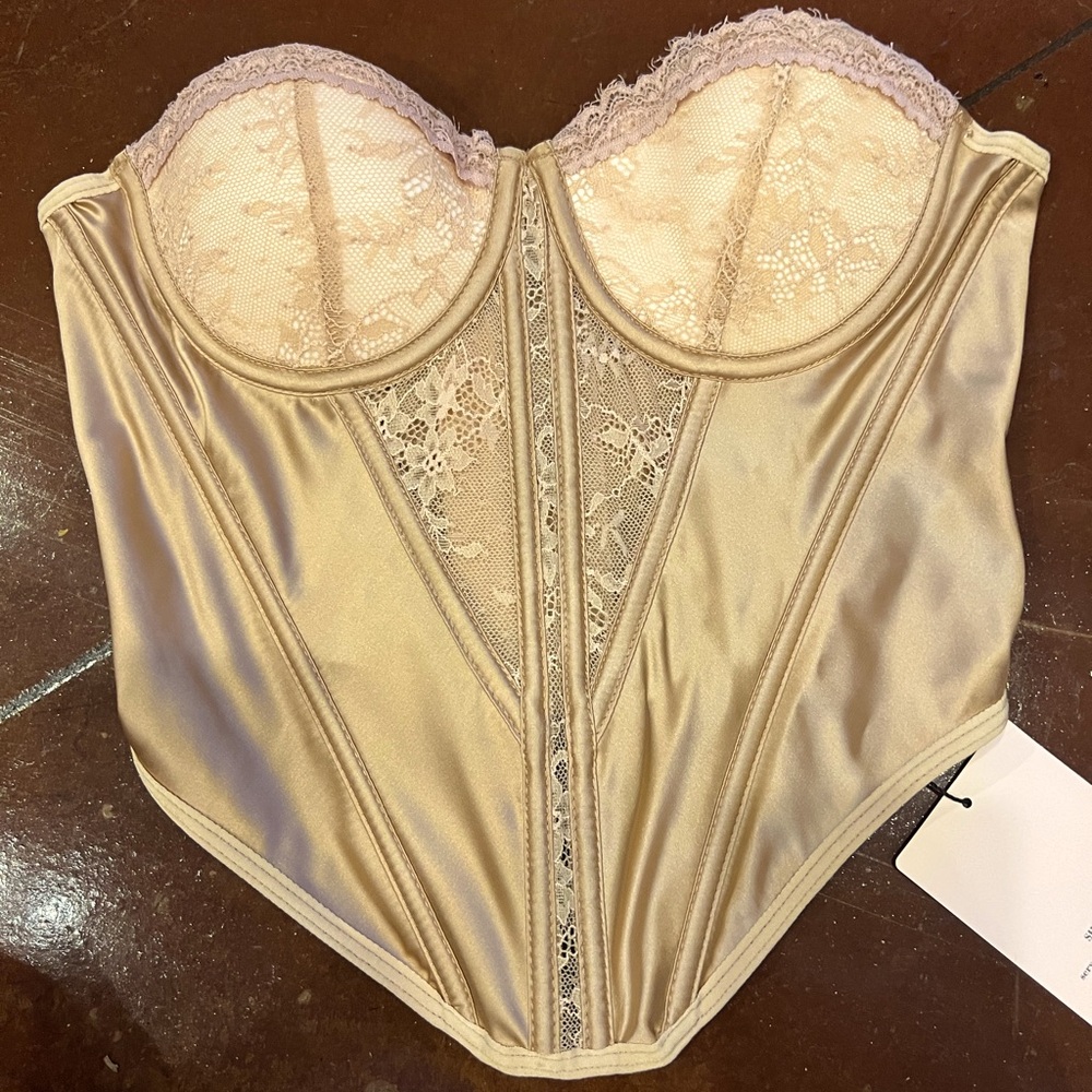 Champagne lace and silk corset size xs